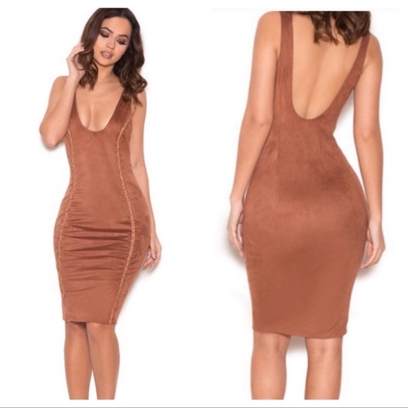 24 House of CB Alanis' Copper Vegan Suede Dress
